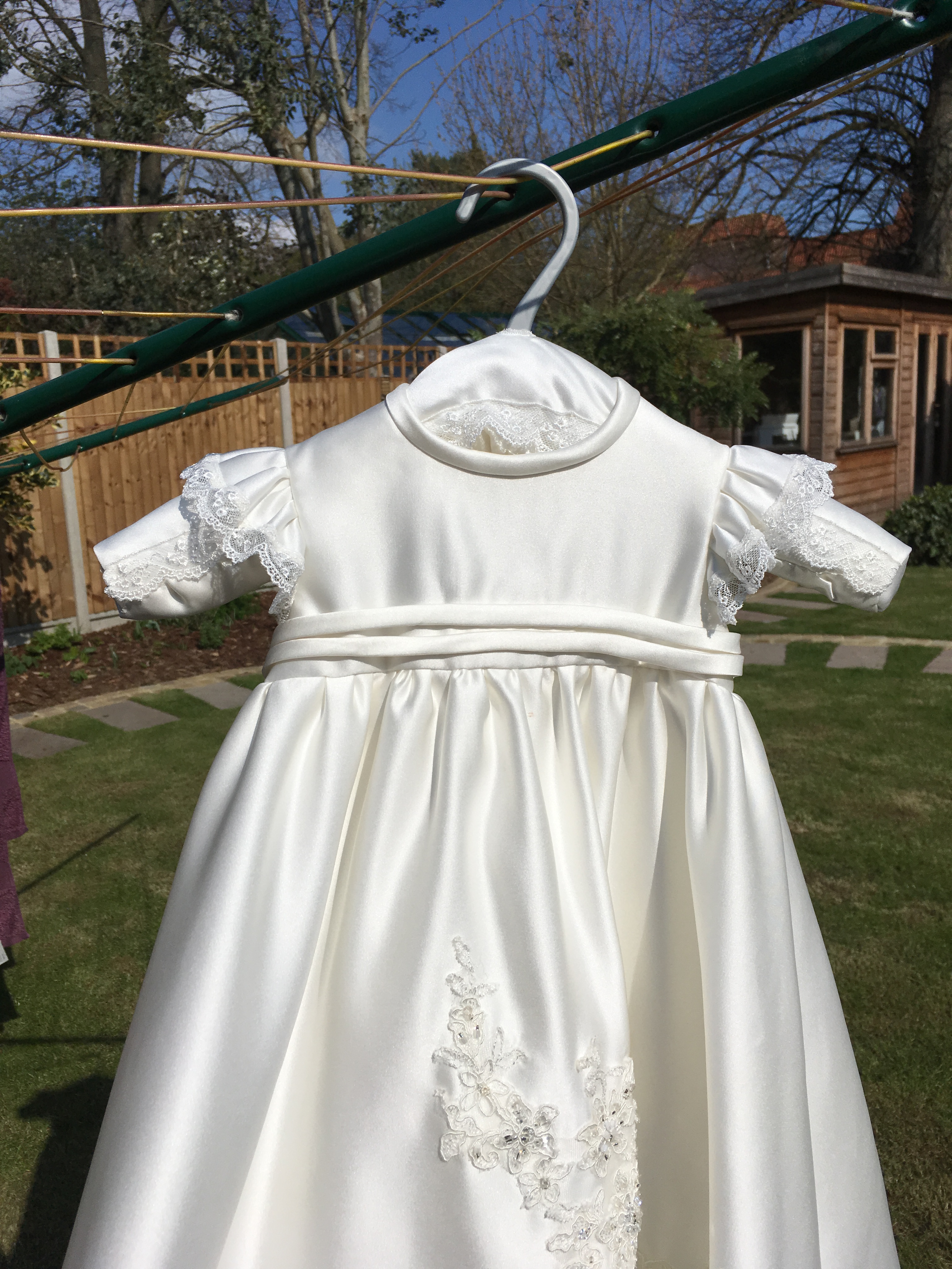 wedding dress made into baptism gown