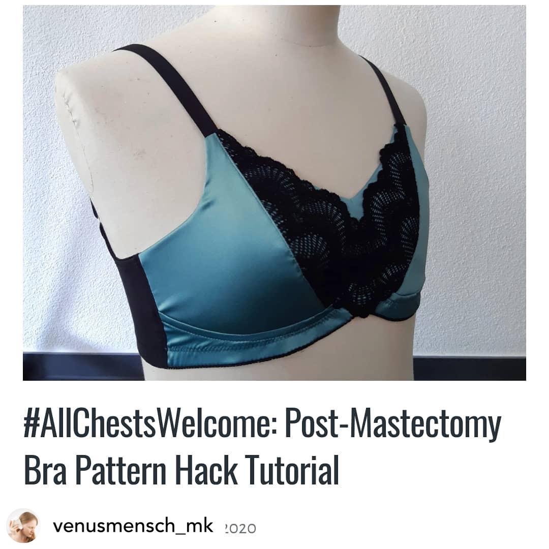 blue gingham post mastectomy bra with pockets